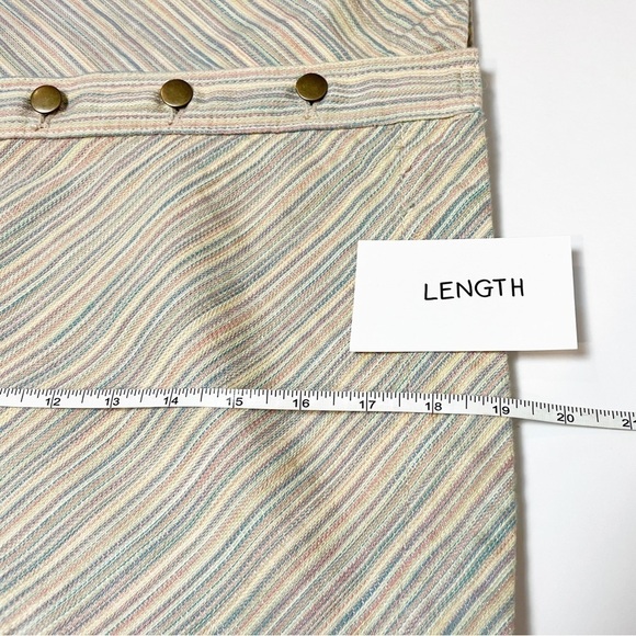 Anthropologie NWT Pilcro Chino Striped Skirt 12 button front pastel rainbow new - Picture 12 of 13
